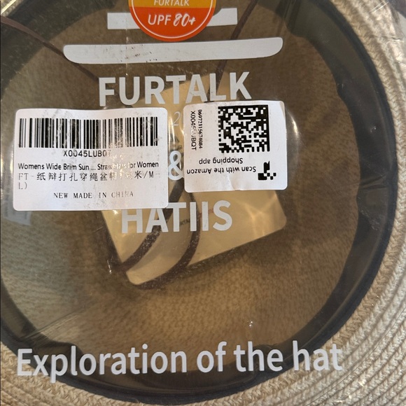 Furtalk tan straw hat with brown leather strap - Picture 12 of 12